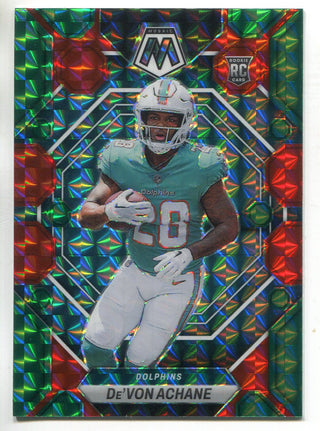 De'Von Achane 2023 Panini Mosaic Green & Red Prizm Rookie Card #312