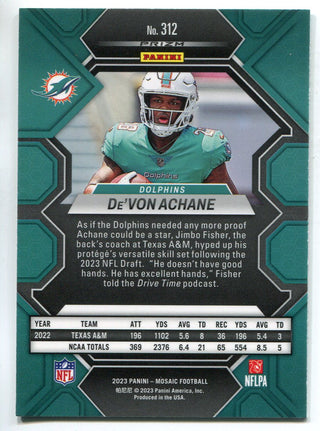 De'Von Achane 2023 Panini Mosaic Green & Red Prizm Rookie Card #312