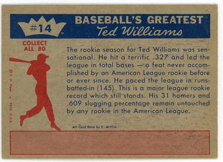 Ted Williams 1959 Fleer Baseball Card #14 Outstanding Rookie of 1939