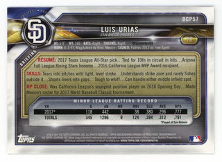 Luis Urias 2018 Topps Bowman Chrome #BCP57 Card