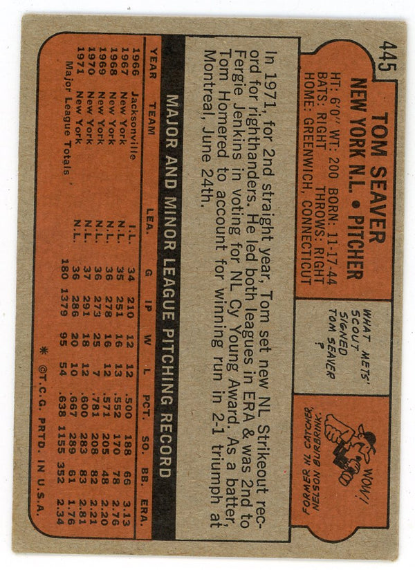 Tom Seaver 1972 Topps #445