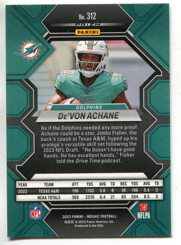 De'Von Achane 2023 Panini Mosaic Rookie Card #312