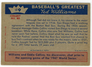 Ted Williams 1959 Fleer Baseball Card #9 1937 - First Step To The Majors