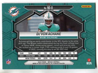 De'Von Achane 2023 Panini Mosaic NFL Debut Silver Prizm Rookie Card #ND-8