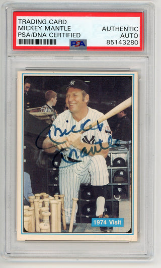 Mickey Mantle Autographed 1974 Visit Card PSA Authentic Auto