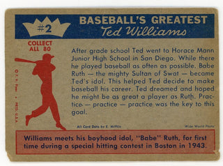 Ted Williams 1959 Fleer Baseball Card #2 Ted's Idol - Babe Ruth