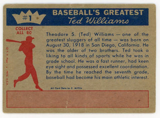 Ted Williams 1959 Fleer Baseball Card #1 The Early Years