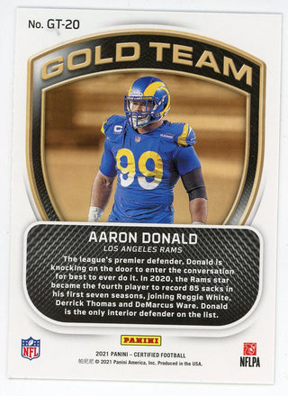 Aaron Donald 2021 Panini Certified Gold Team Card #GT-20