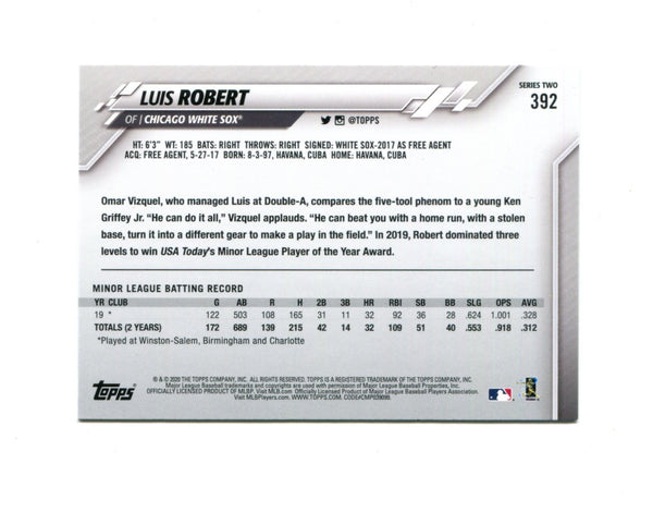 Luis Robert 2020 Topps Series two #392 Card