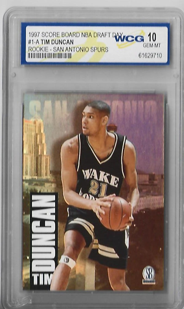 Tim Duncan 1997 Score Board NBA Draft Day #1A (WCG Grade 10 GEM-MT) Rookie Card