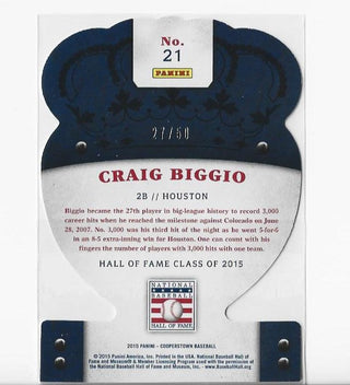 Craig Biggio 2015 Panini Cooperstown #21 (27/50) HOF Crown Royale Die Cut Blue Card