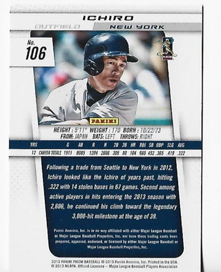 Ichiro 2001 Panini Prizm #106 Card