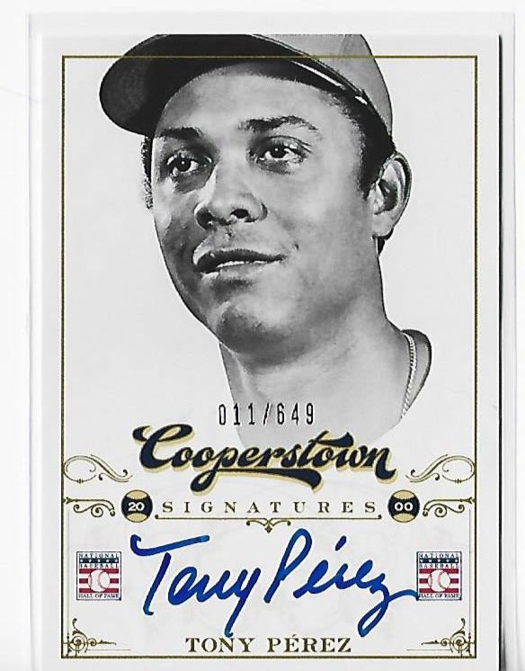 Tony Perez Panini 2012 Cooperstown #HOF-TP (011/649) Autograph Card