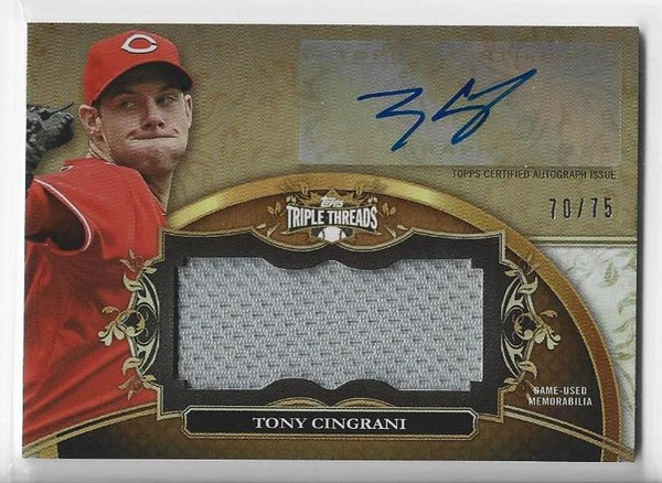 Tony Cingrani 2013 Topps Triple Threads #UAJR-TC5 (70/75) Autograph Relic Card