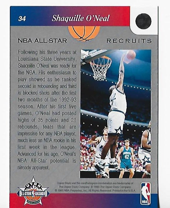 Shaquille O'Neil 1992-1993 UpperDeck #34 Card