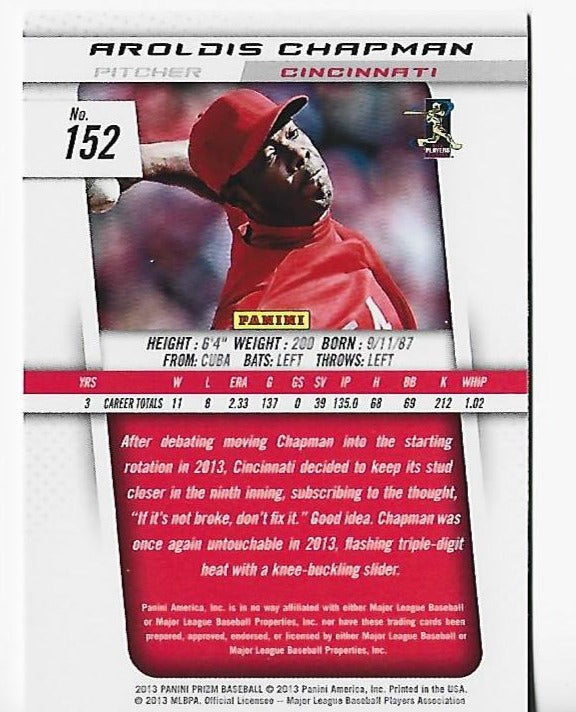 Aroldis Chapman 2013 Panini Prizm #152