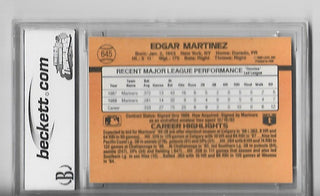 Edgar Martinez 1989 Donruss #645 (Beckett Grade 9 Near Mint Or Better) Card