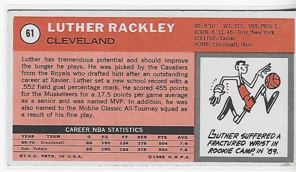 Luther Rackley 1970-1971 Topps #61 Near Mint Card