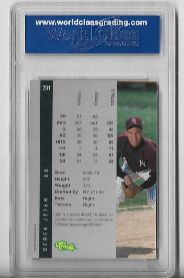 Derek Jeter 1992 Classic #231 Draft Pick Collection (WCG 10 GEM-MT) Card