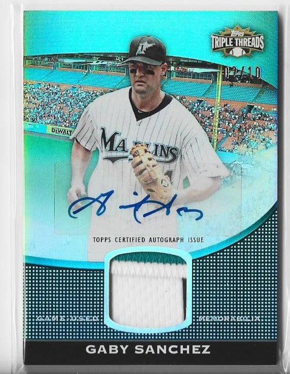 Gaby Sanchez 2011 Topps Triple Threads #TTUAR-43 (02/10) Autograph Relic Card