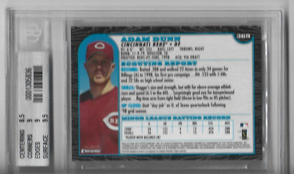 Adam Dunn 1999 Bowman Chrome #369 (Beckett Grade 9 Mint) Card