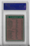 Nolan Ryan / Steve Carlton 1975 Topps Mini Strikeout Leaders #312 (PSA Grade MINT 9) Card