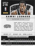 Kawhi Leonard 2012 Panini Rookie Card #216