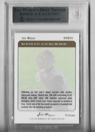 Joe Mauer 2002 Justifiable Prototypes #B1 (Beckett Grade 9 Mint) Card