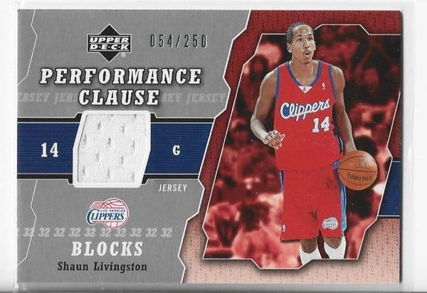 Shaun Livingston 2005-2006 Upper Deck #PCJ-SL (054/250) Game Used Jersey Card