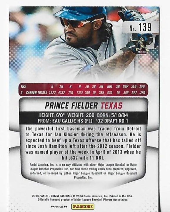 Prince Fielder 2014 Panini Prizm #139 Card