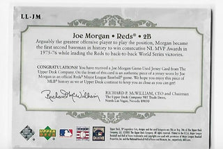 Joe Morgan 2005 Upper Deck SP Legendary Cuts #LL-JM (62/75) Authenticated Jersey Card