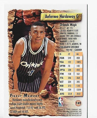 Anfernee Hardaway 1994 Topps Finest #189 Card