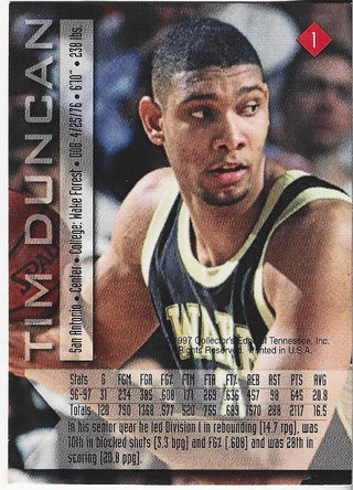 Tim Duncan 1997 Collector's Edge Rookie Card #1