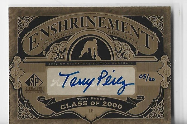 Tony Perez 2012 Upper Deck 2012 SP #E-TP (05/20) Autograph Card