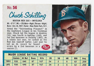 Chuck Schilling 1962 Post Cereal #56 Card