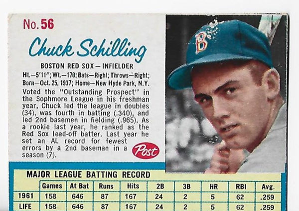 Chuck Schilling 1962 Post Cereal #56 Card