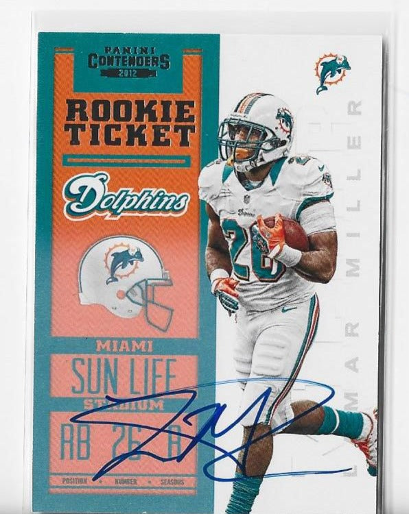 Lamar Miller 2012 Panini Contenders #212 Autograph Rookie Ticket Card