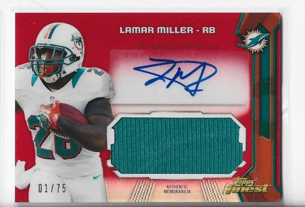 Lamar Miller 2013 Topps Finest #AJR-LM (01/75) Autograph Authentic Memorabilia Card