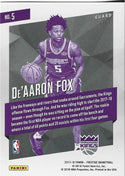 De'Aaron Fox 2017 Panini Prestige Red Rookie Card #5