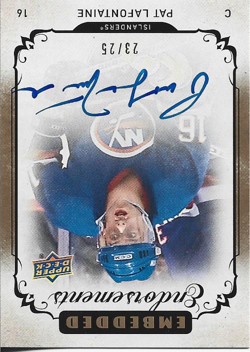 Pat Lafontaine 2018 Upper Deck Clear Cut Autographed Card 23/25 #EE-PL