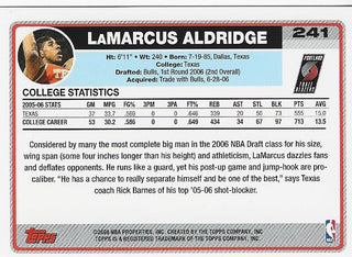 LaMarcus Aldridge 2006 Topps #241 Rookie Card