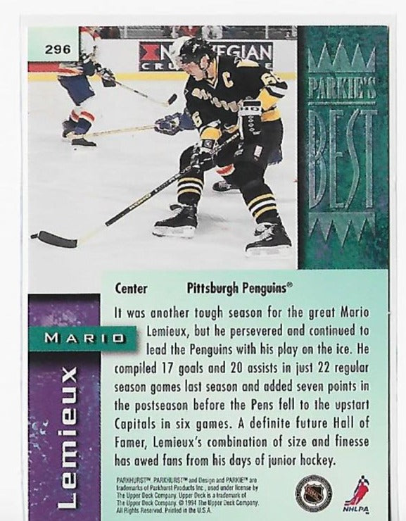 Mario Lemieux 1994-1995 Parkhurst #296 Card