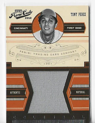 Tony Perez 2012 Panini Prime Cuts #24 (38/49) Game-Worn Material Card