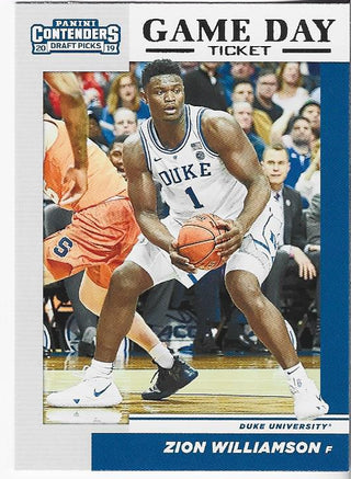 Zion Williamson 2019 Panini Contenders Draft Picks Rookie Card #1