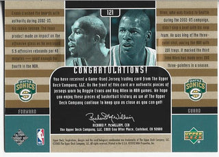 Reggie Evans and Ray Allen 2002 Upper Deck Game Used Jersey Card 72/1500