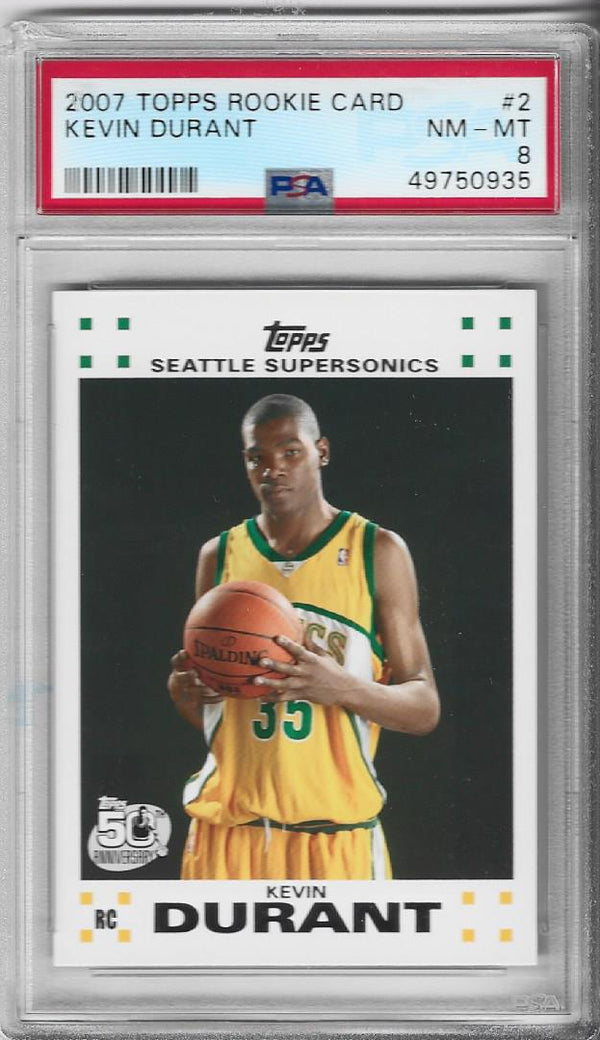 Kevin Durant 2007 Topps Rookie Card (PSA NM-MT 8) #2