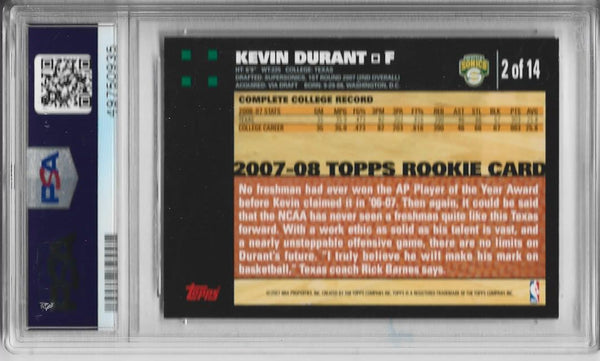 Kevin Durant 2007 Topps Rookie Card (PSA NM-MT 8) #2