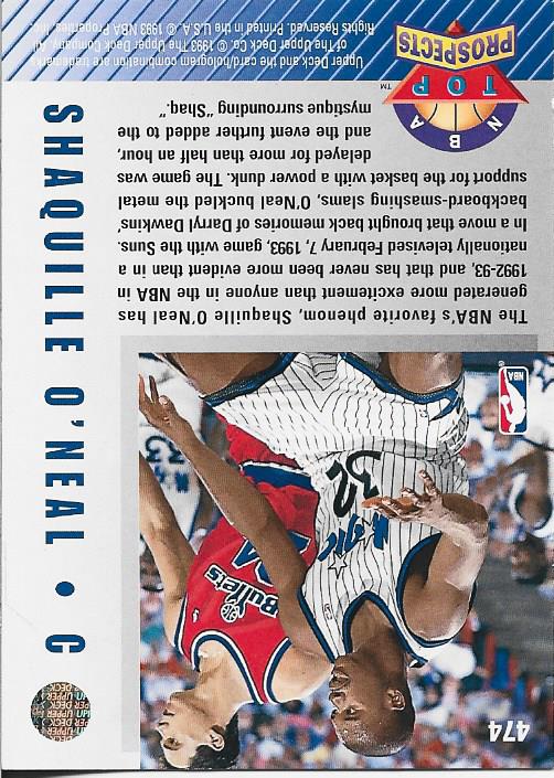 Shaquille O'Neal 1993 Upper Deck Card #474