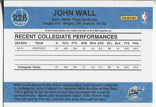 John Wall 2010 Panini Donruss Rookie Card #228