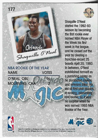 Shaquille O'Neal 1993 Upper Deck Card #177